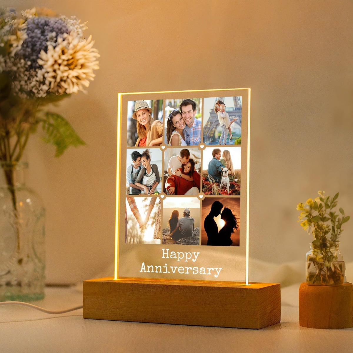 Personalized Anniversary Couple Gifts for Women and Men, Custom Picture Frames with Photo
