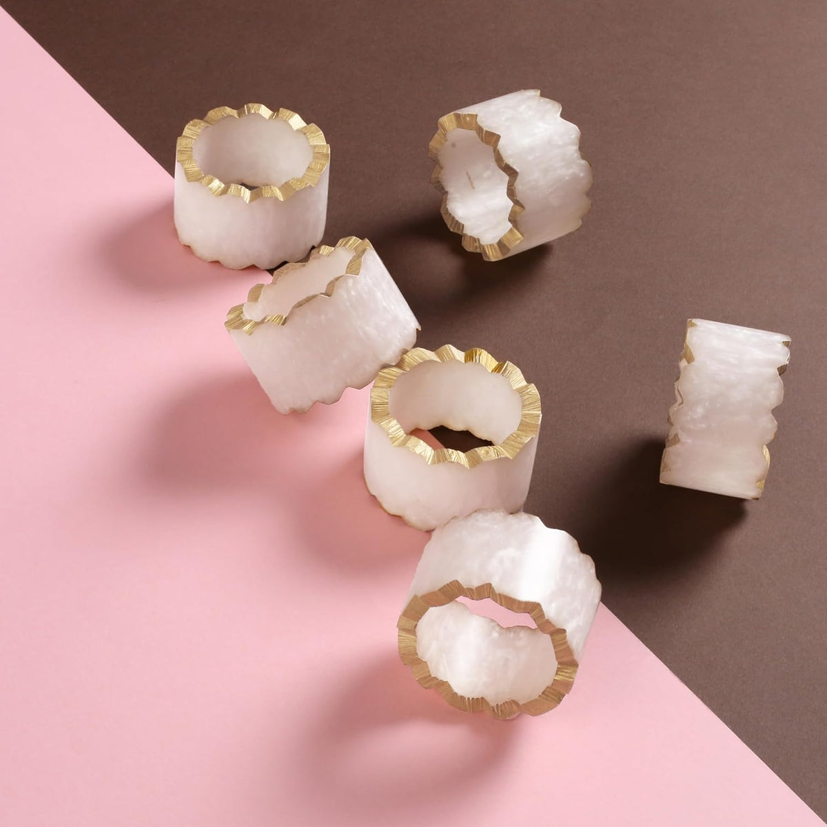 Rustic Epoxy Resin Napkin Rings Set of 6 - Napkin Holders for Parties, Dining, Family Gatherings