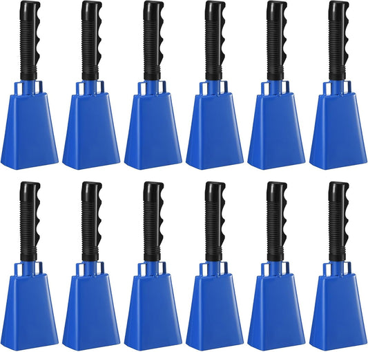 Pelopy 12 Pcs Large Cow Bell 9 '' Cowbell with Handle Cowbells for Sporting Events Hand Percussion