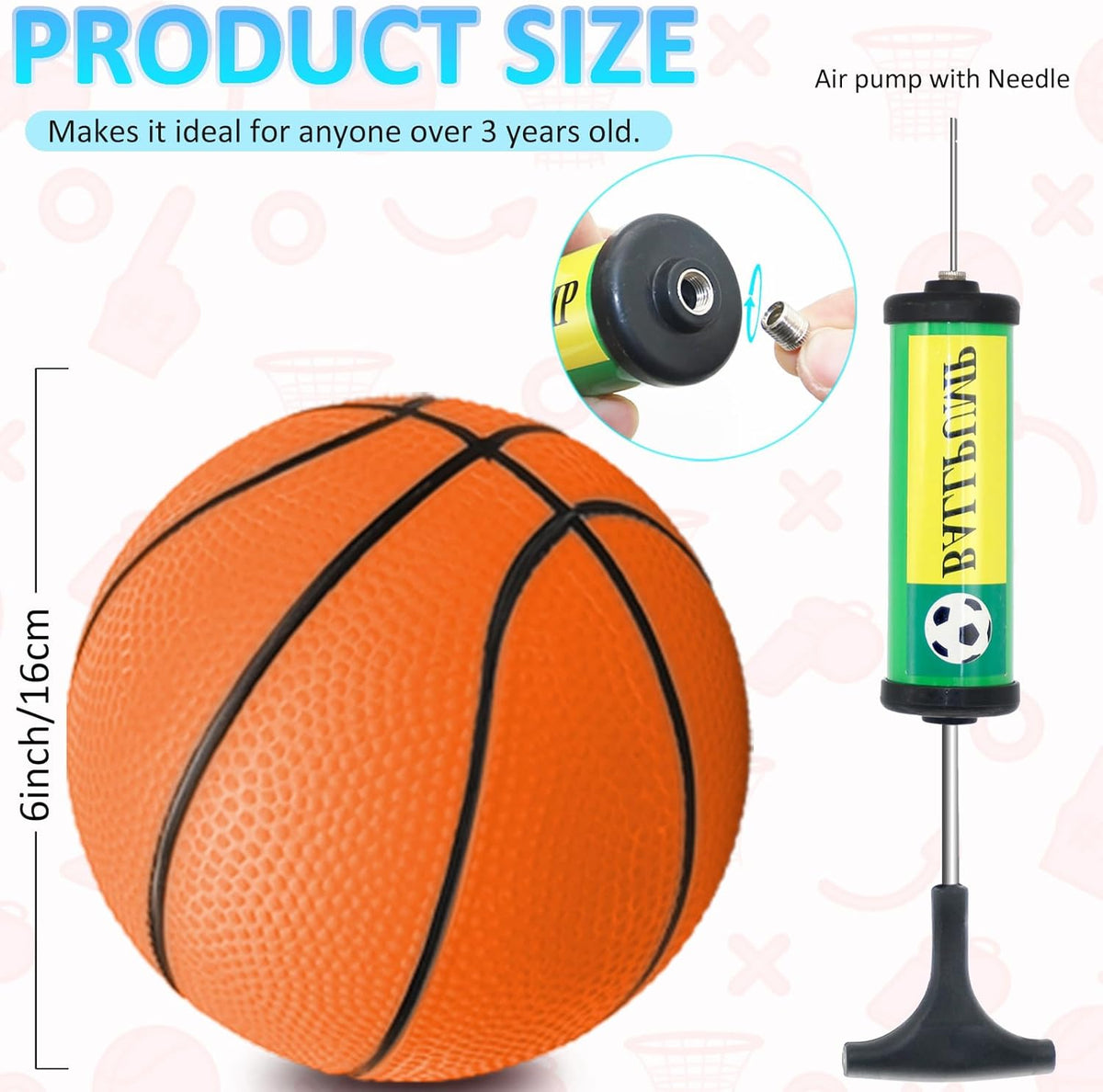 15Pcs 6" Mini Basketball Balls Bulk Small Basketball Set, PVC Small Basketball for Over The Door