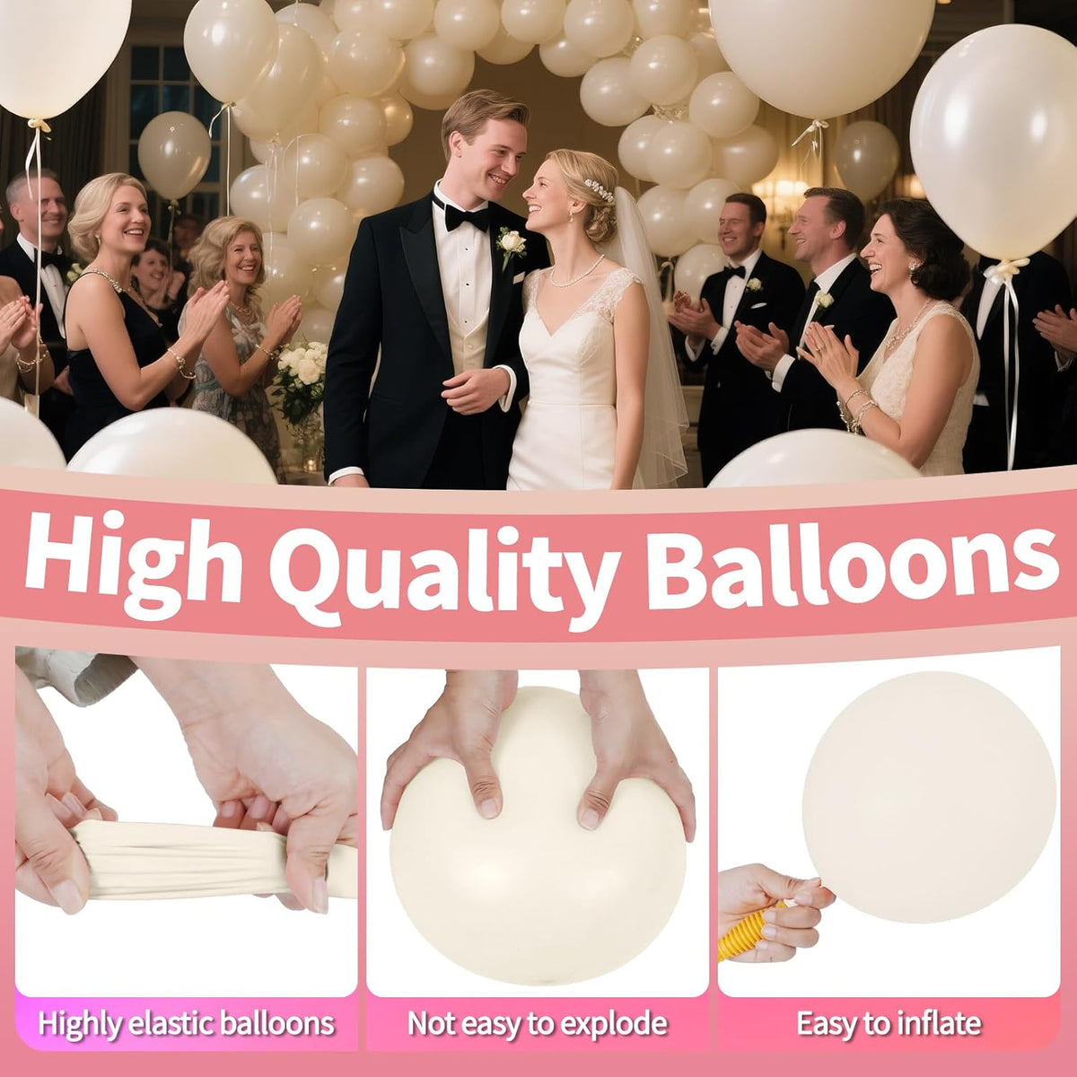 KAWKALSH Sand White Balloon Arch Kit 111Pcs 18 12 5 Inch Latex Party Balloons Garland for Birthday