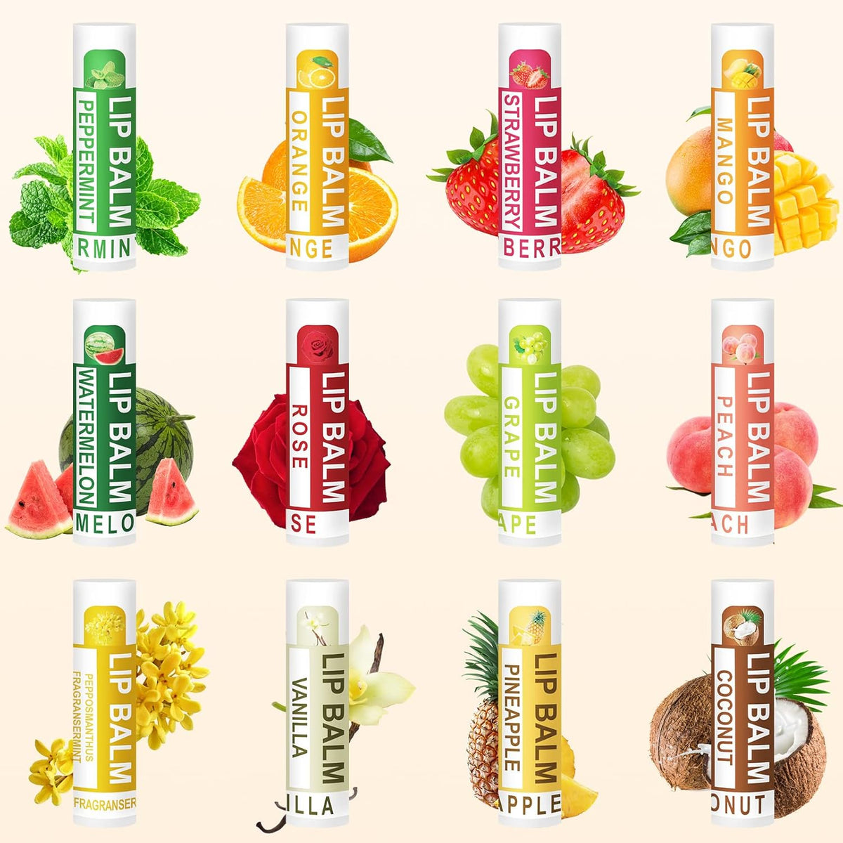 DMSKY Natural Lip Balm Bulk 60 Pack, Moisturizing Lip Balm with Vitamin E and Coconut Oil, Lip Care