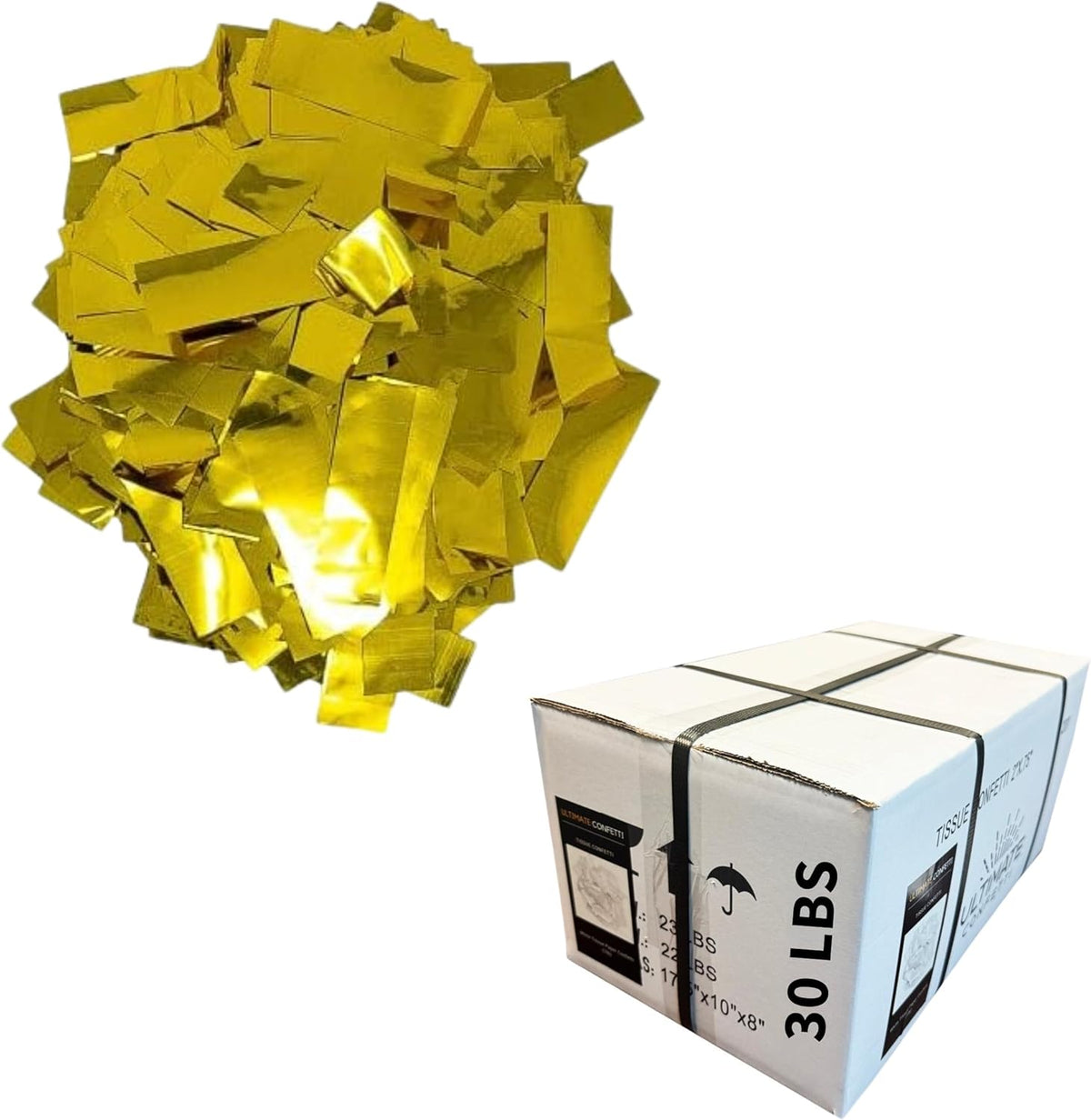 Rectangular Gold Mylar Shiny Foil Metallic Confetti for Cannon and Launcher use - Gender Reveal
