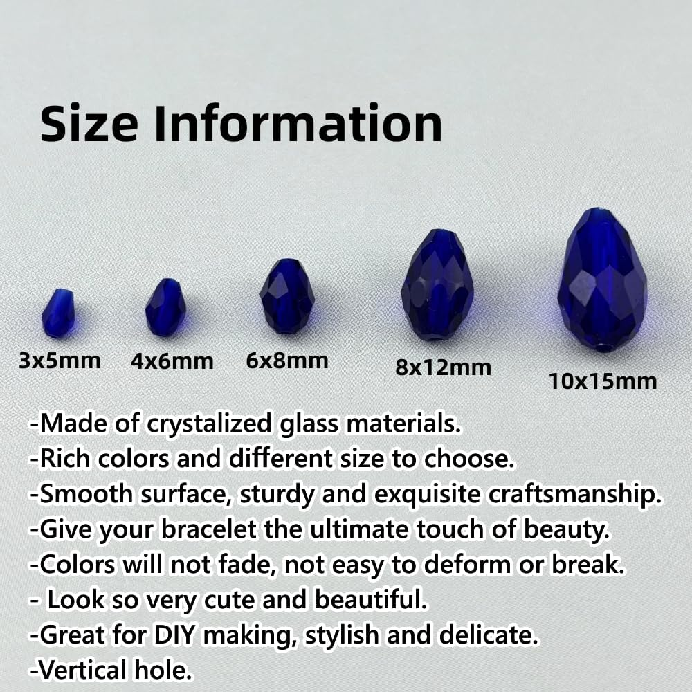 150pcs 4x6mm Teardrop Crystal Glass Beads for Jewelry Making, Faceted Vertical Hole Teardrop Glass