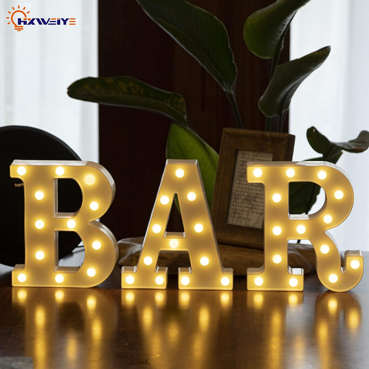 LED Marquee Letters Lights Sign-B, HXWEIYE Led Letters Lights 26 Alphabet, Light Up Number 0-9