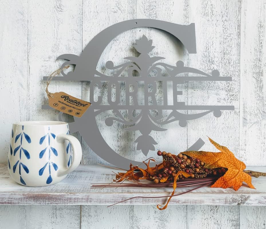 RealSteel Split Letter Name Monogram, Personalized Metal Sign, Custom Letter Alphabet Split Wall
