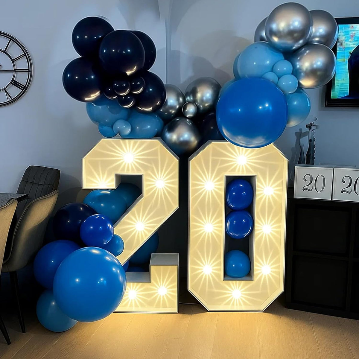 Patimate Blue Silver Balloons Set, 50 pcs 12 inch Metallic Navy Royal Blue Silver Confetti Latex