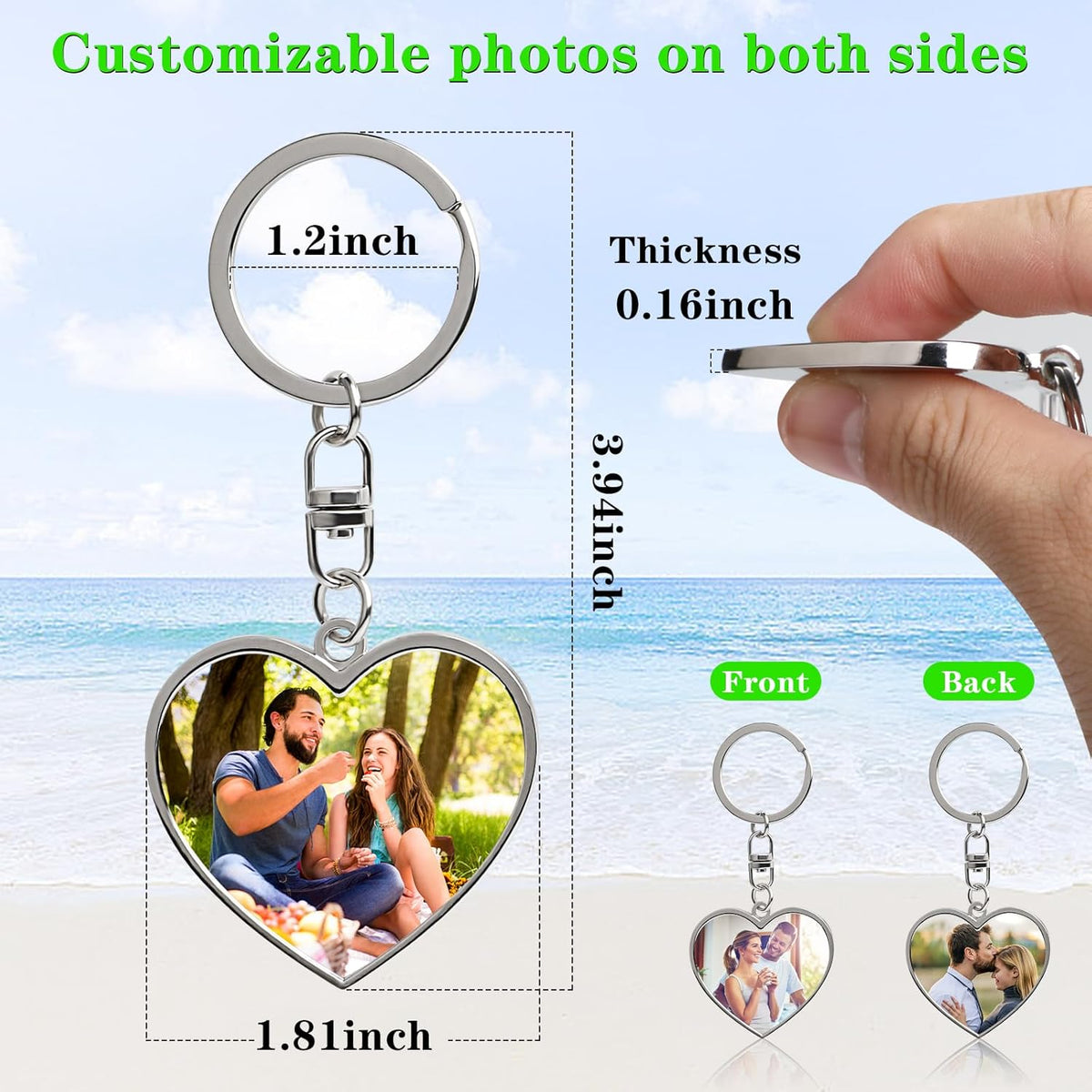 Double Side Custom Keychain with Picture Personalized Engraving Photo Text Customized Gifts for Men