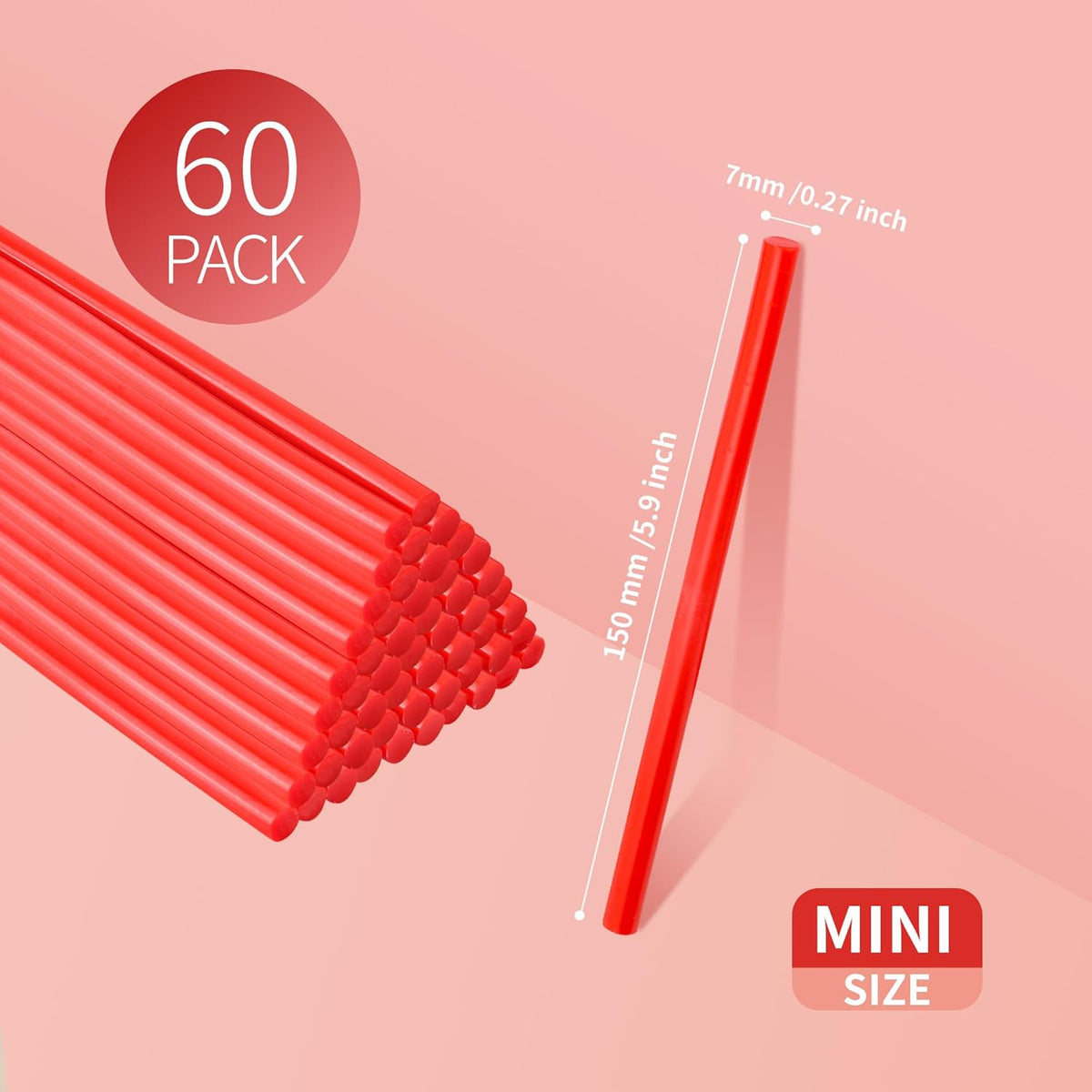 MATUFF Red Hot Glue Sticks Mini 0.27" x 5.9 inches, Colored Hot Melt Mini Glue Sticks for All