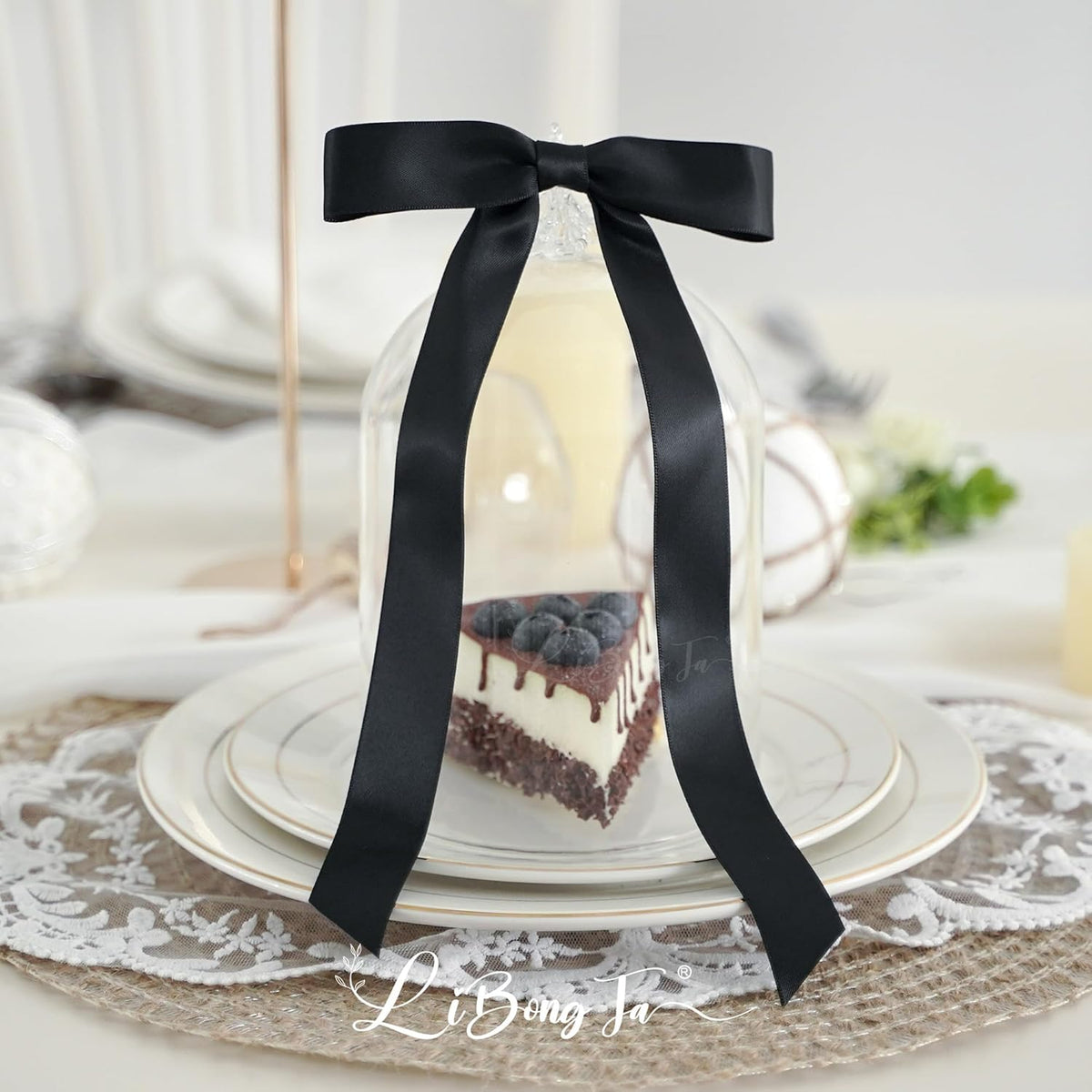 50 PCs Black Bow Decor 5.5'' Satin Bows with Long Tail, Twist Tie Bows for Craft, Packaging Ribbon