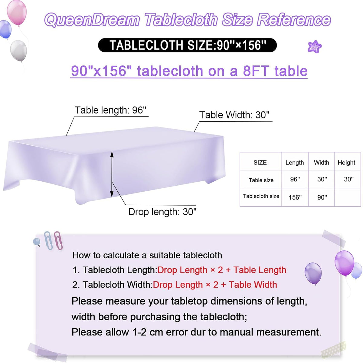 QueenDream Tablecloth 90x156 Rectangle Sequin Tablecloth Purple Wedding Table Linens Glitter