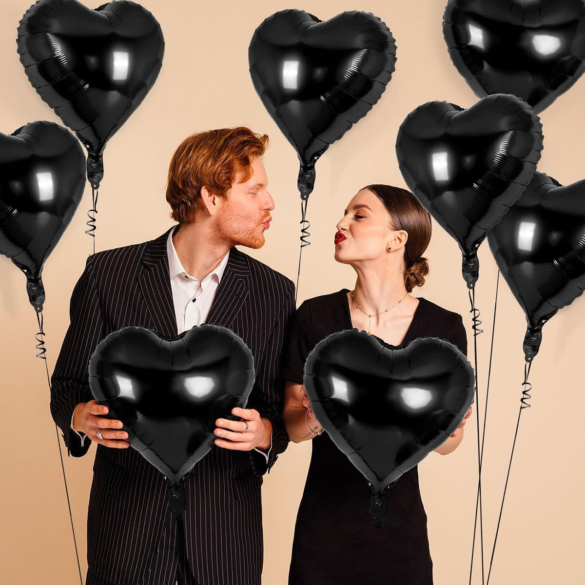 24 Pcs Black Heart Balloons,18 inch Heart Shape Foil Balloons Love Balloons Valentine Balloons for