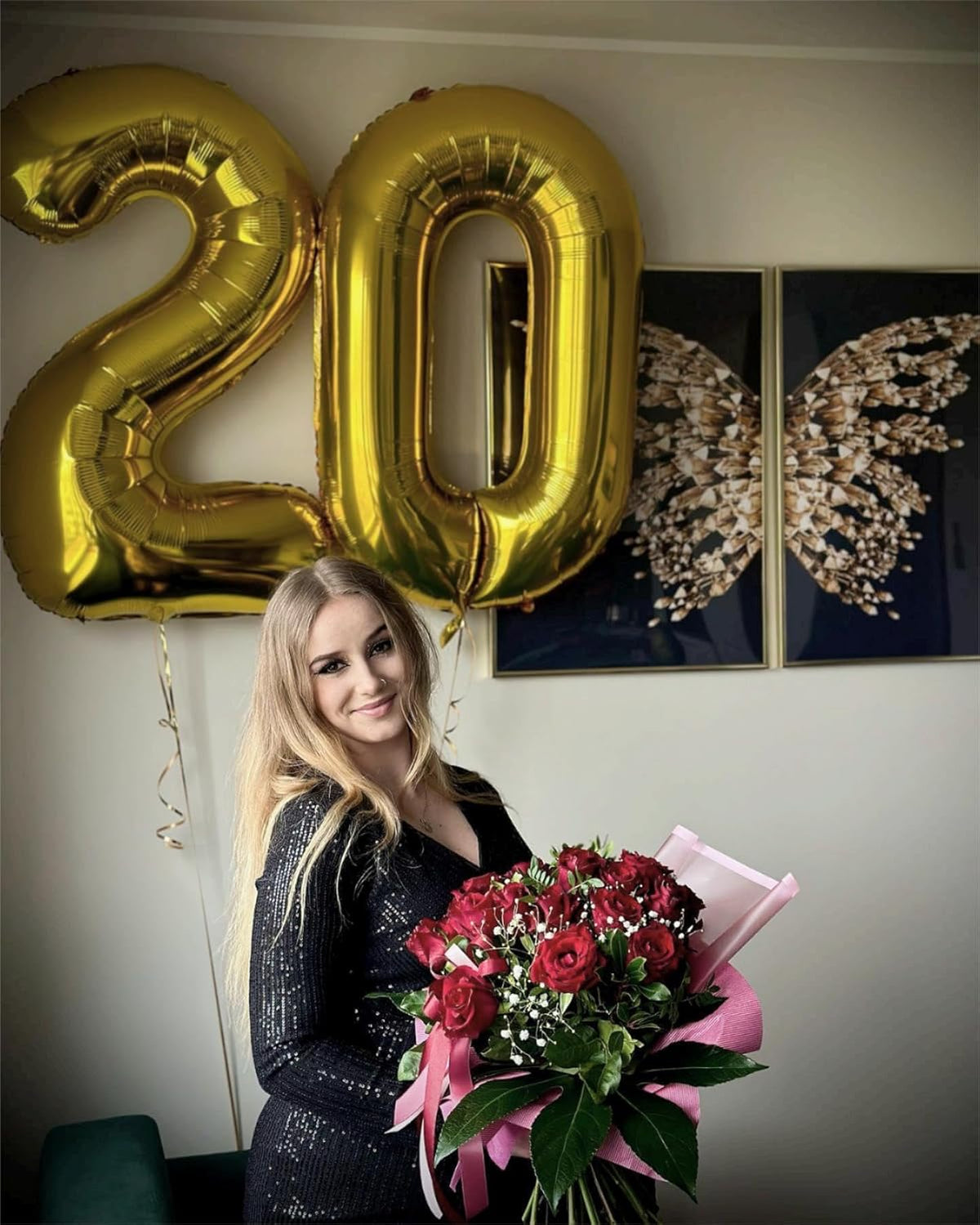 Gold Jumbo Helium Number Balloon 40 Inch, Giant Foil Golden Number 0 Birthday Balloons, Large