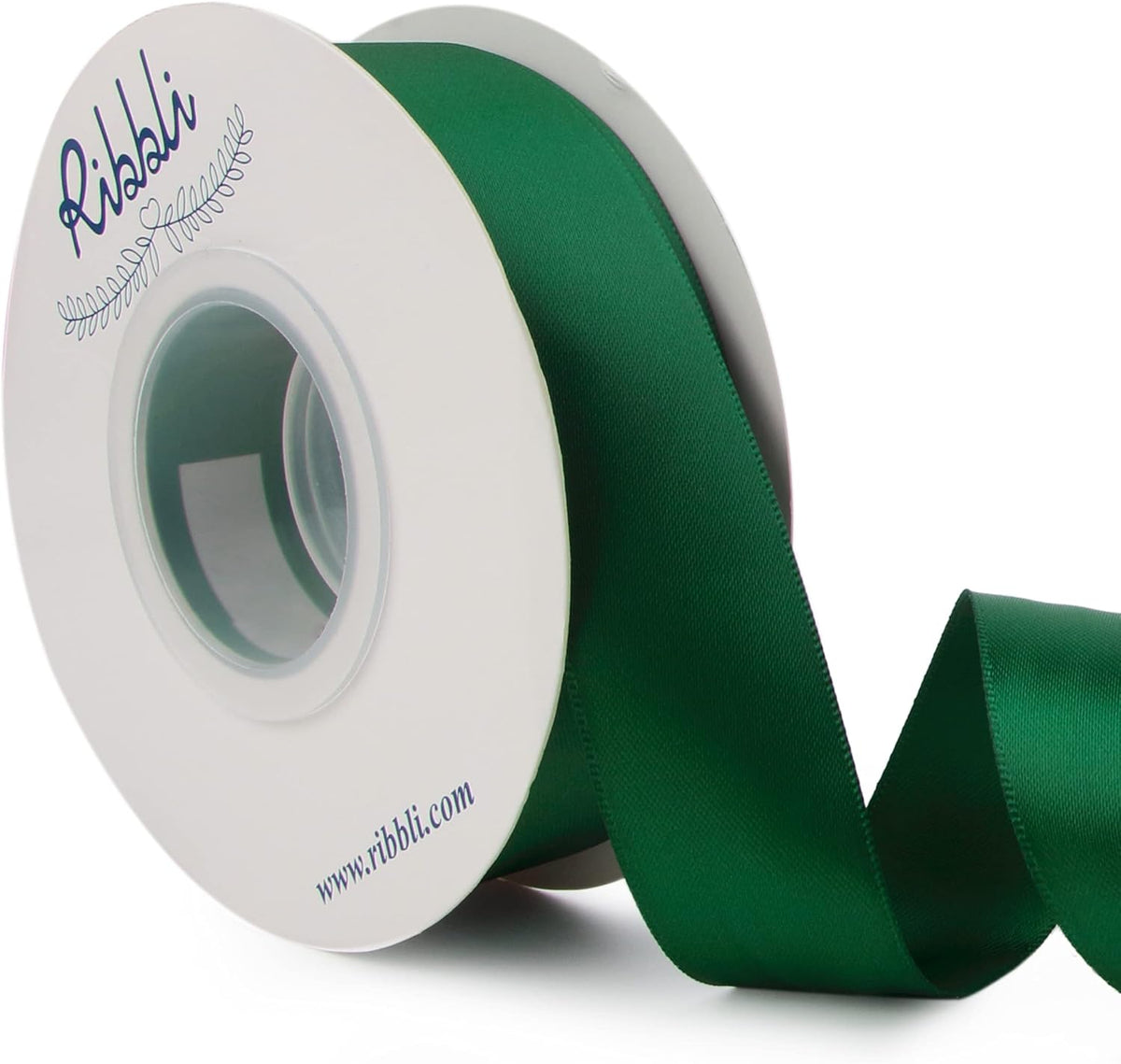 Ribbli Forest Green Double Faced Satin Ribbon,1” x Continuous 25 Yards,Use for Craft Bows Bouquet