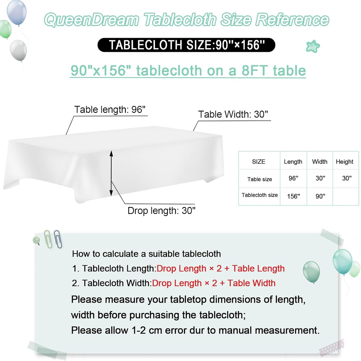 QueenDream White Sequin Tablecloth Rectangle 90 x 156 Inch Table Cloth for Wedding Bridal Shower