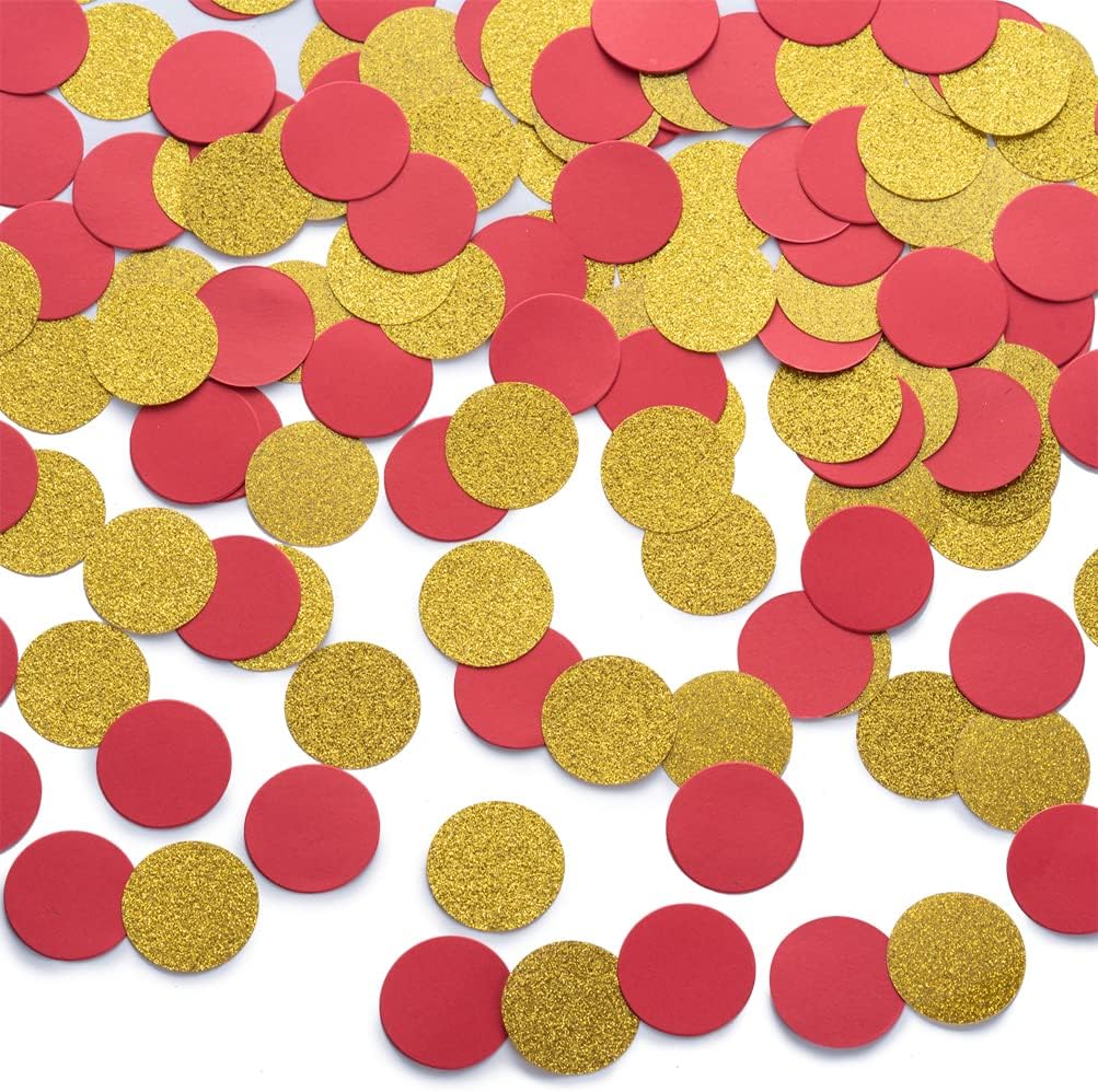 Gold and Red Confetti Table Decoration for Birthday Wedding Graduation Retirement Theme Party,1.2
