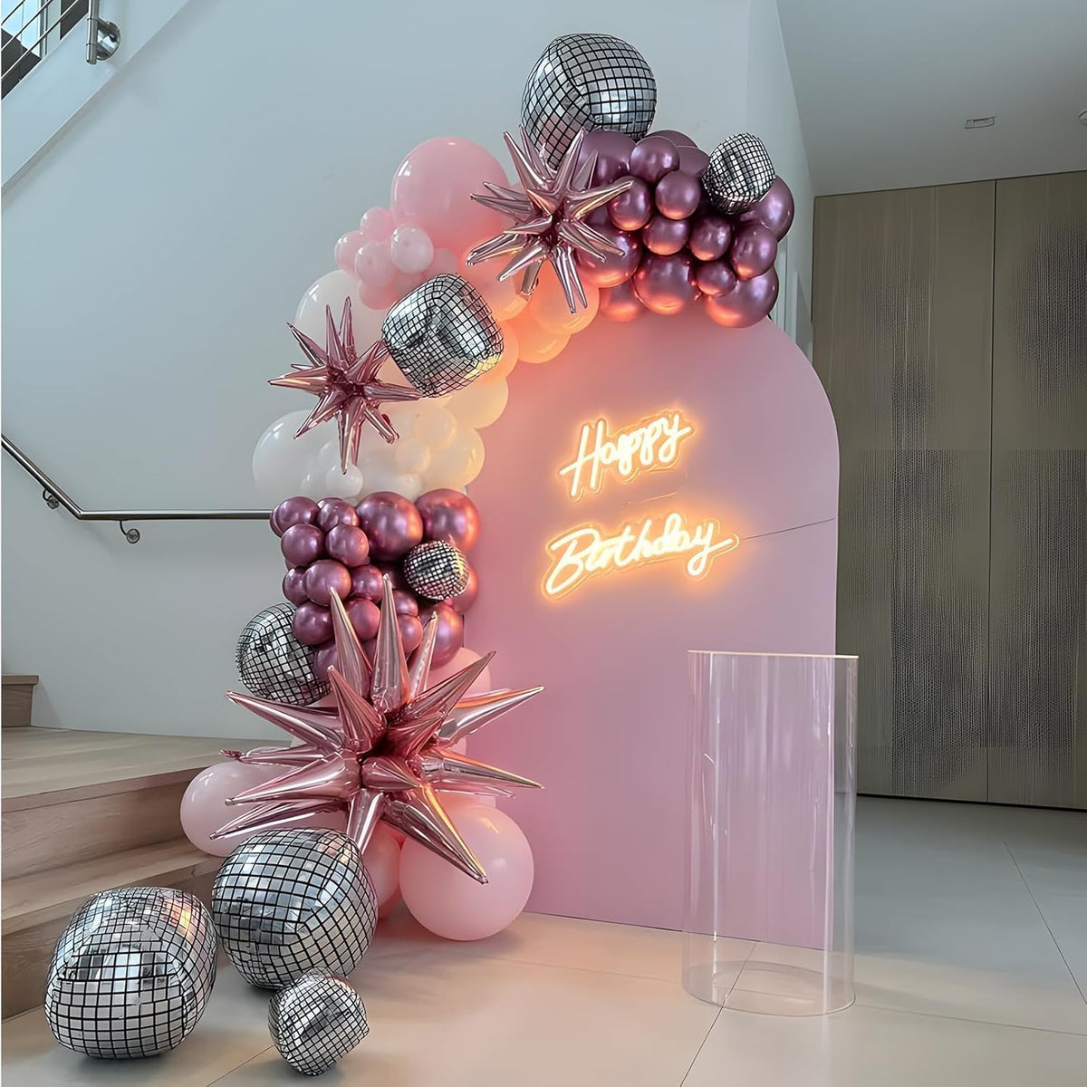12Pcs Disco Ball Balloons, 22" 15" 10" 4D Aluminum Foil Balloons, Metallic Silver Disco Balloon for
