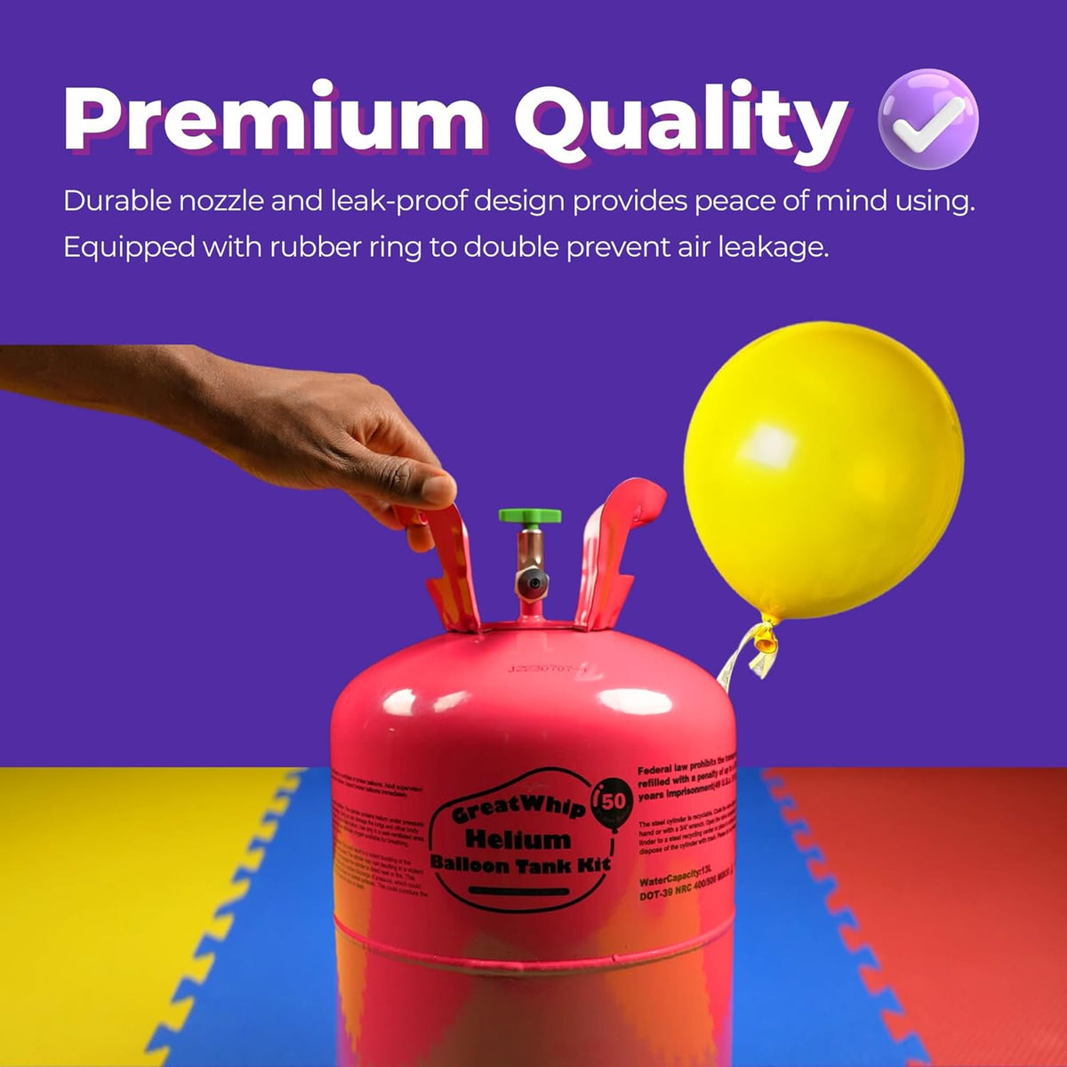GreatWhip 13L Helium Tank Up To 50 Latex Balloons, 50 Pink Latex Balloons And Ribbons Included. (2