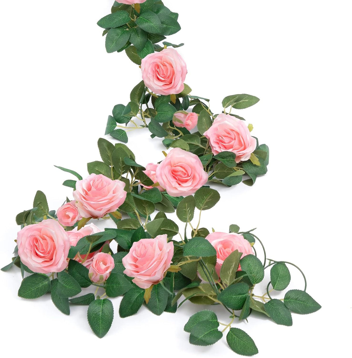 U'Artlines 3 Pack Artificial Pink Rose Vines Floral Garlands Total 19.5 Ft Fake Vine Silk Flower