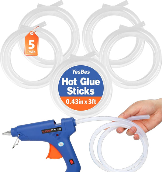 5 Rolls Hot Glue Sticks, Full Size 3 FT Long x 0.43" Diameter Glue Sticks for Glue Gun, Widely Used