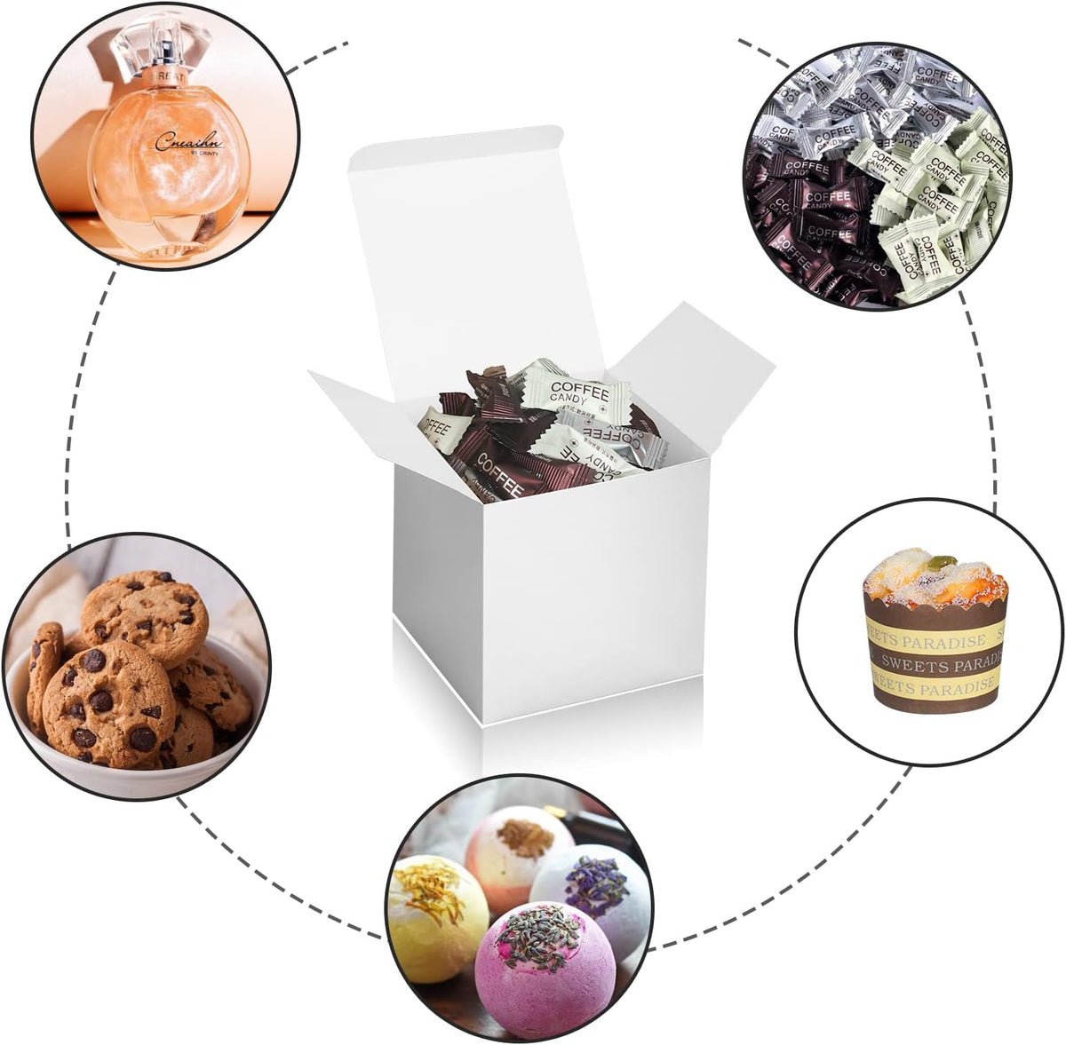 100 Pack Small Gift Boxes, 3x3x3 Inches Favor Boxes Silver Paper Gift Boxes with Lids for Presents