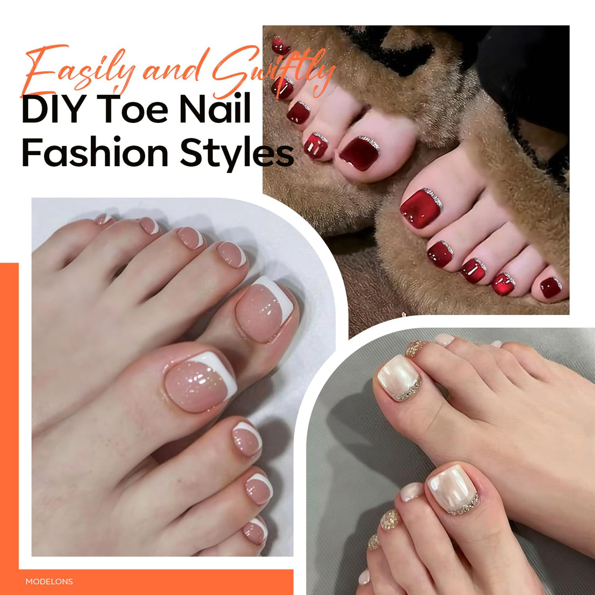 Modelones Toe Nail Tips Short Square Soft Gel Tips Squoval Fake Toe Nails Matte Full Cover