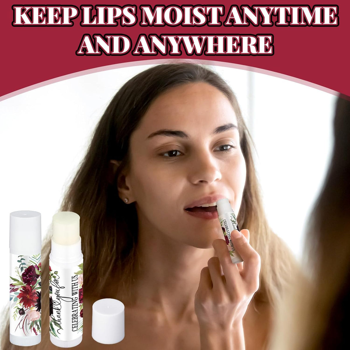 50 Pcs Wedding Bridal Shower Gifts Party Favors Bulk Floral Lip Balm Baby Shower Thank You