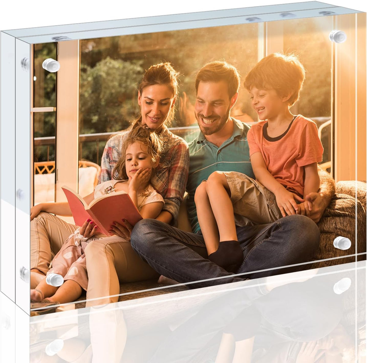 Egofine 6x8 Acrylic Frame, 20mm Thicker Frameless Clear Picture Frame, Double Sided Magnetic