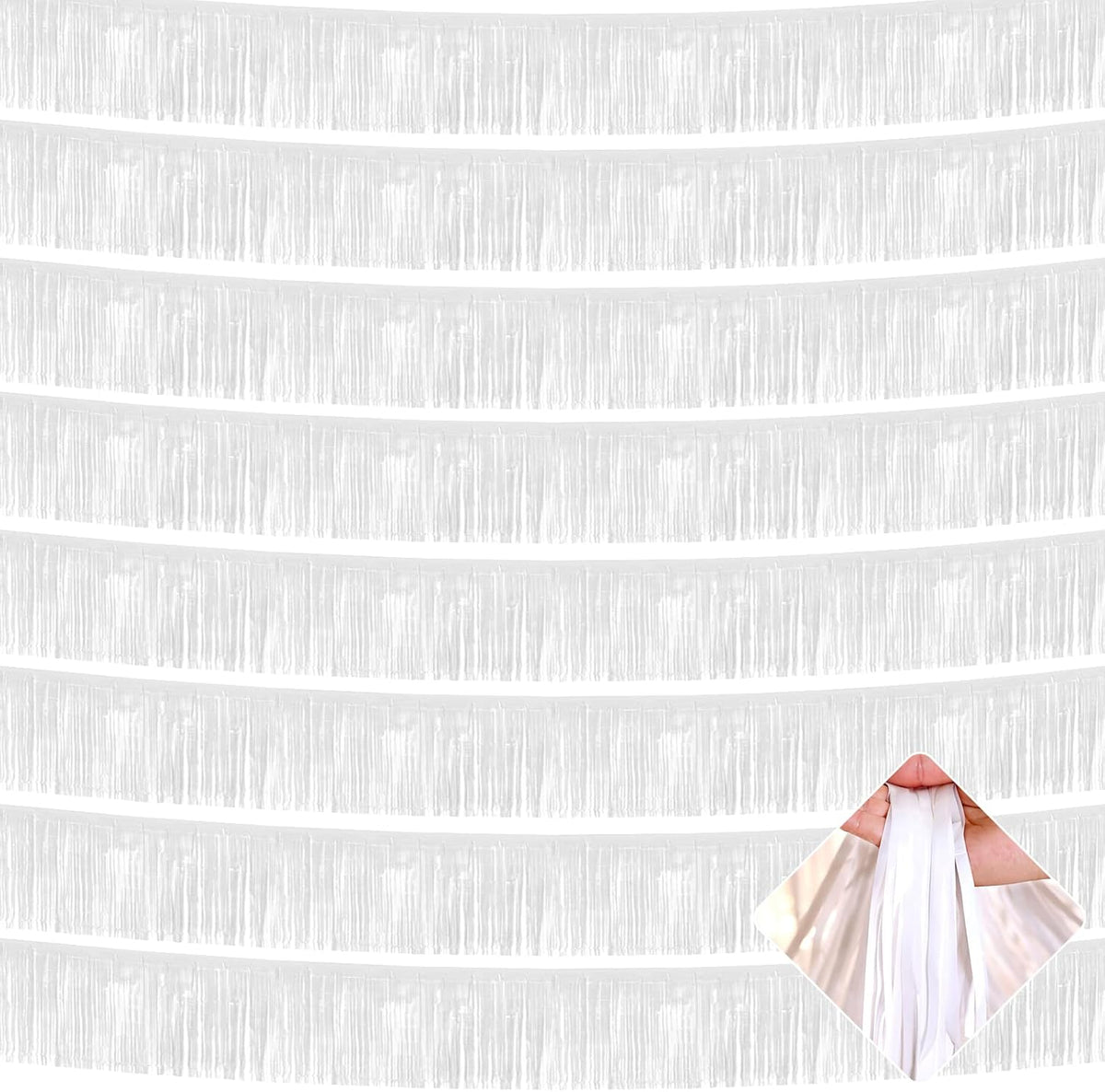 10 Pack 10 Feet Foil Fringe Garland Metallic Tinsel Streamers Banner Wall Hanging Curtain Backdrop