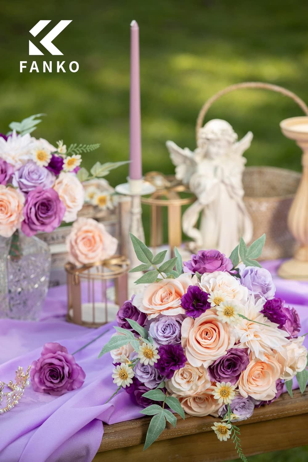 FANKO Rose Artificial Flowers Combo for DIY, Fake Purple Rose Artificial Silk Flowers with