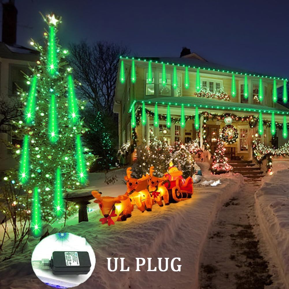 Halloween Lights Outdoor, Meteor Shower Christmas Lights for Halloween Decorations, 8 Tube 192 LED