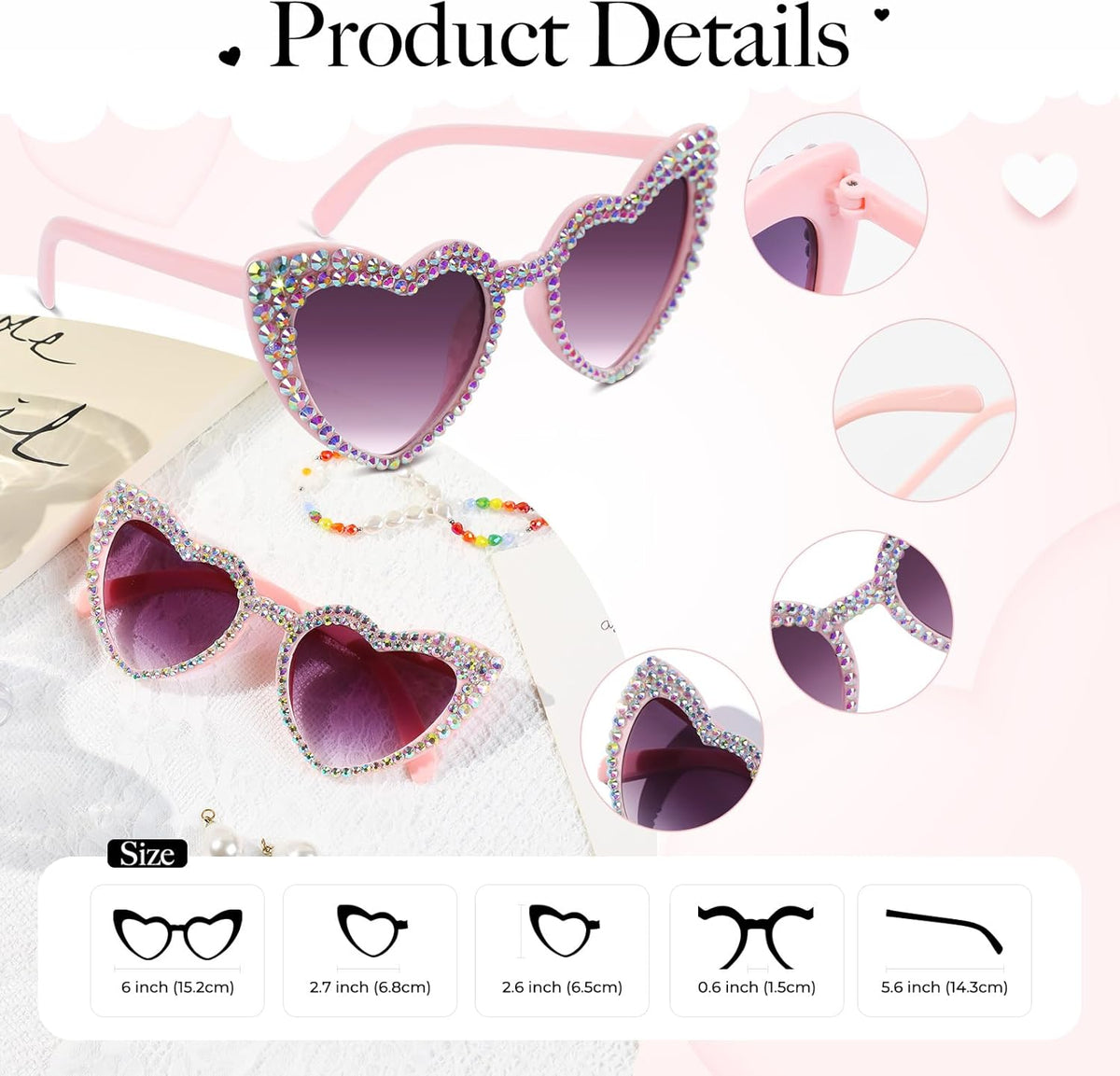 YOGFIT Heart Sunglasses for Women Fashion Classic Love Eye Protection Sunglasses Vintage Cute Heart