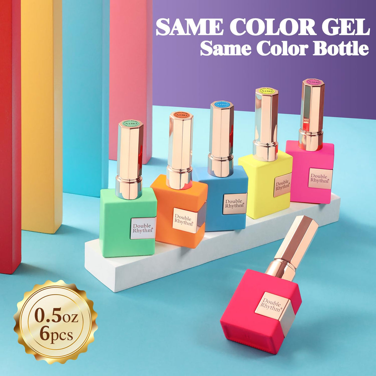 Double Rhythm 6 Pcs 15 ML Gel Polish Set Same Color Same Bottle Soak Off Gel Polish Kit Nail Art