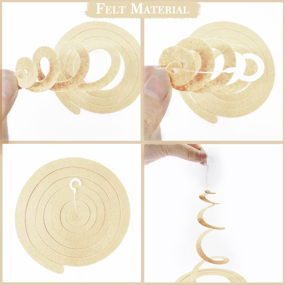 36 Pcs Jungle Hanging Swirl Decorations Sage Green Brown Beige Felt Swirl Streamer Spiral Ceiling