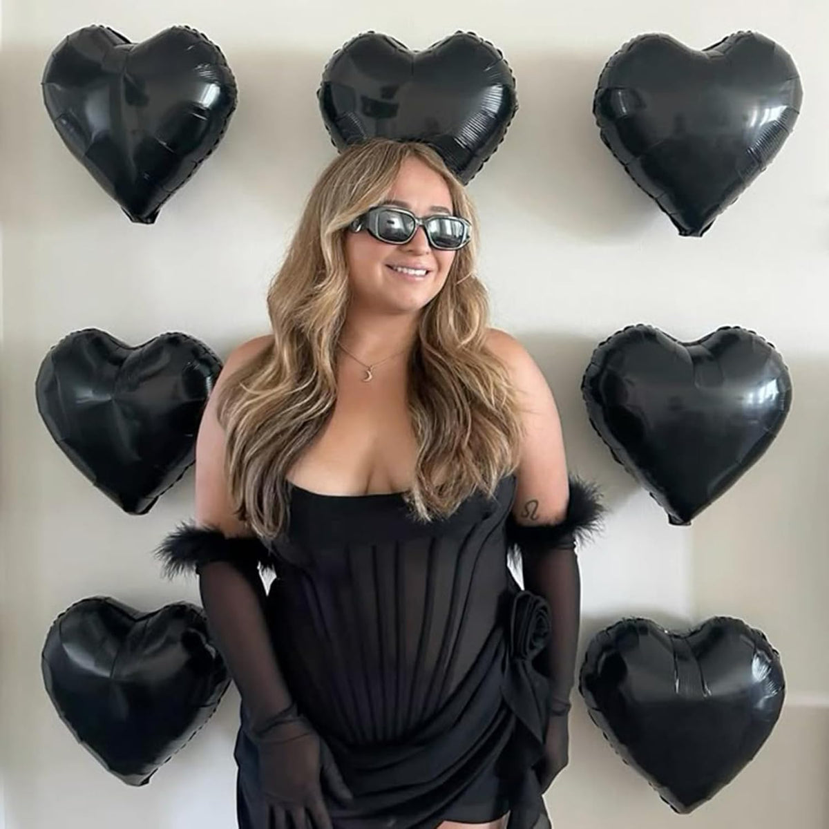 Black Heart Balloons, 18 Inch Black Heart Shape Balloon, 12PCS Large Helium Foil Romantic Balloons