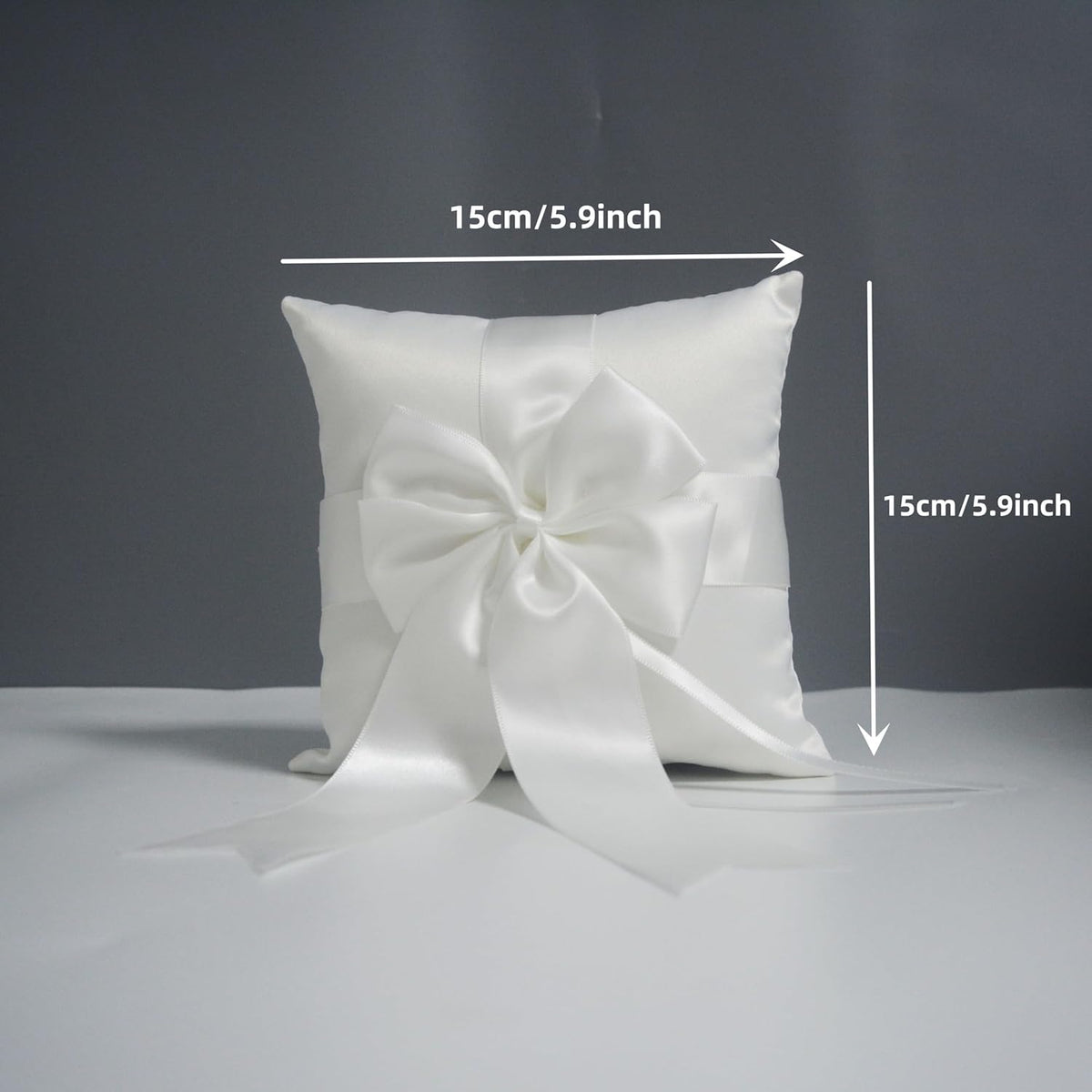Ivory Ring Bearer Pillow, Satin Finish Bowknot Ring Pillow
