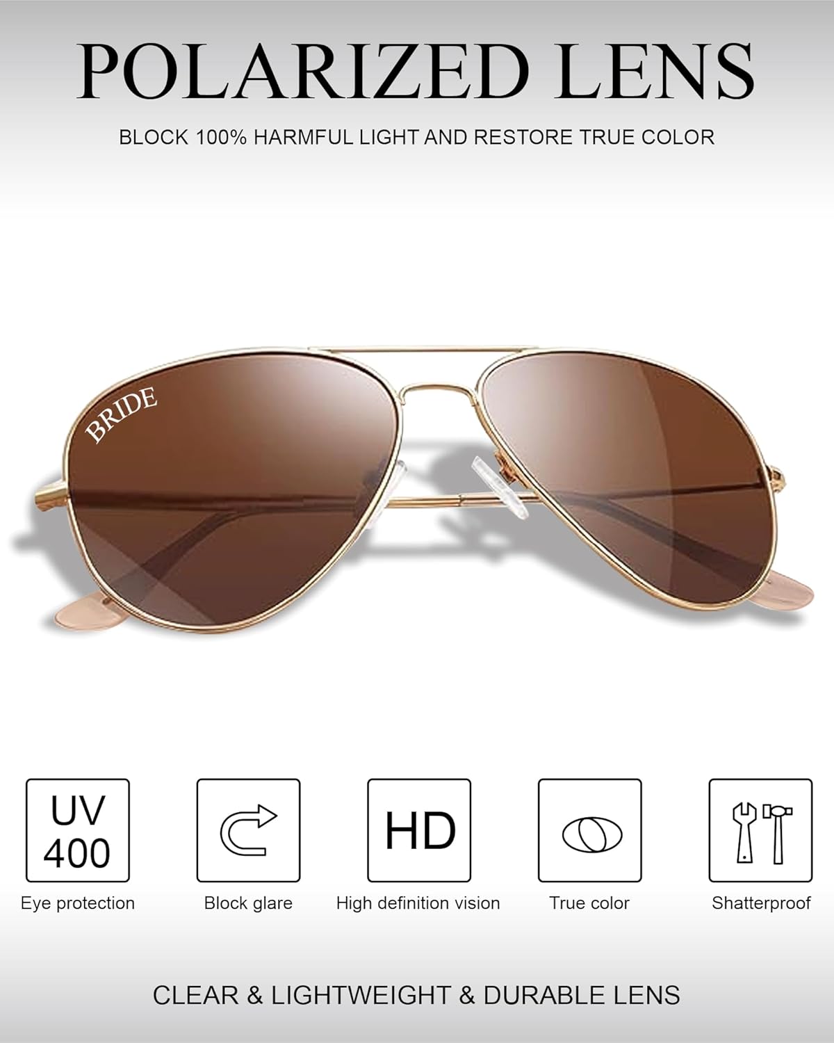 Bride and Groom Polarized Sunglasses for Wedding – UV400 Protection, Lightweight & Stylish Couple