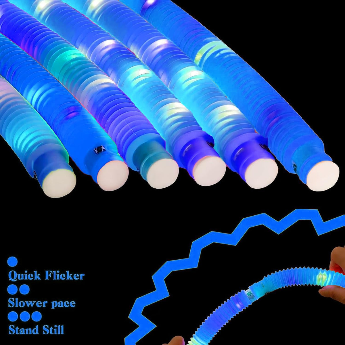 Blue 6 Pack Light Up Party Favors Supplies,Bulk Glow Sticks Bracelet,Necklace Accessories for