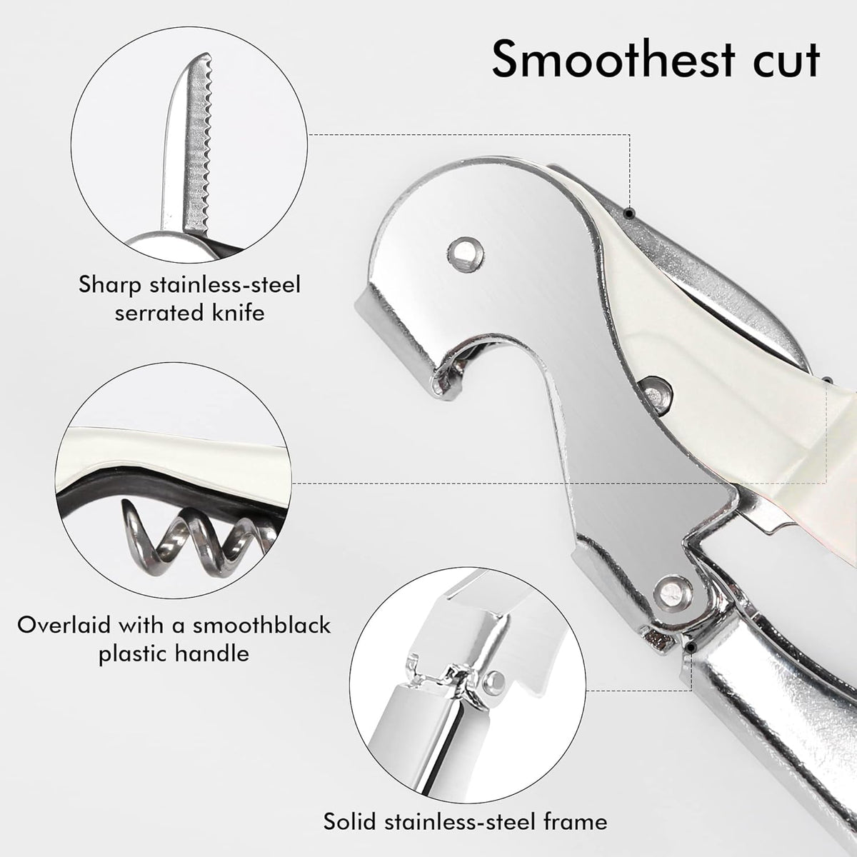 Professional Waiter Corkscrew Wine Openers Set, Heavy Duty Stainless Steel Hinges Wine Key for