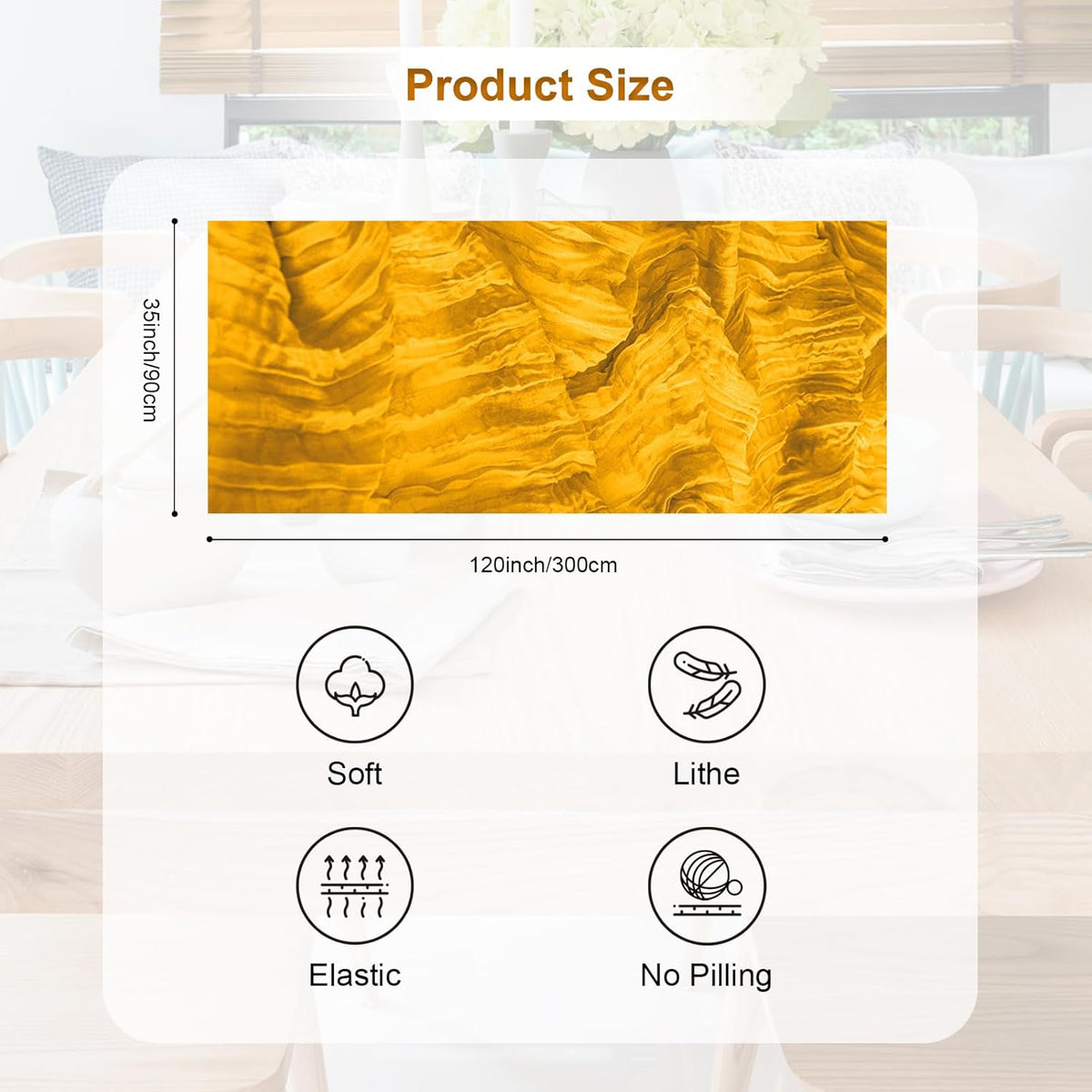 10 Pack Gold Cheesecloth Table Runner 35x120 Inch 10Ft Rustic Gauze Cheese Cloth Table Runner Sheer