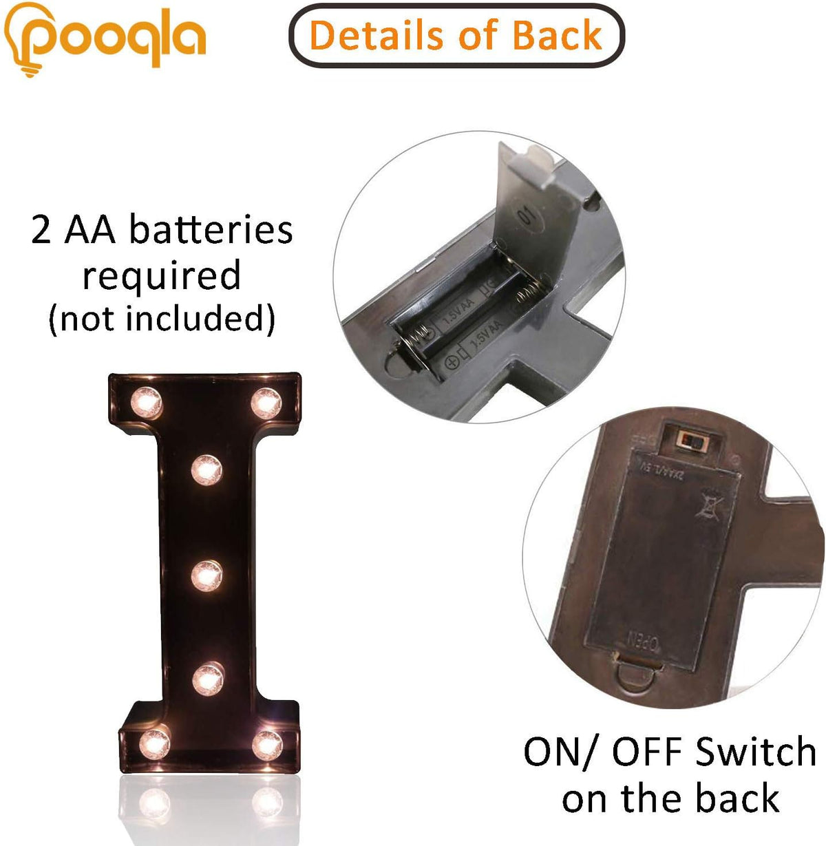 Pooqla Decorative LEDs Illuminated Letter Marquee Sign - Alphabet Marquee Letters with Lights for