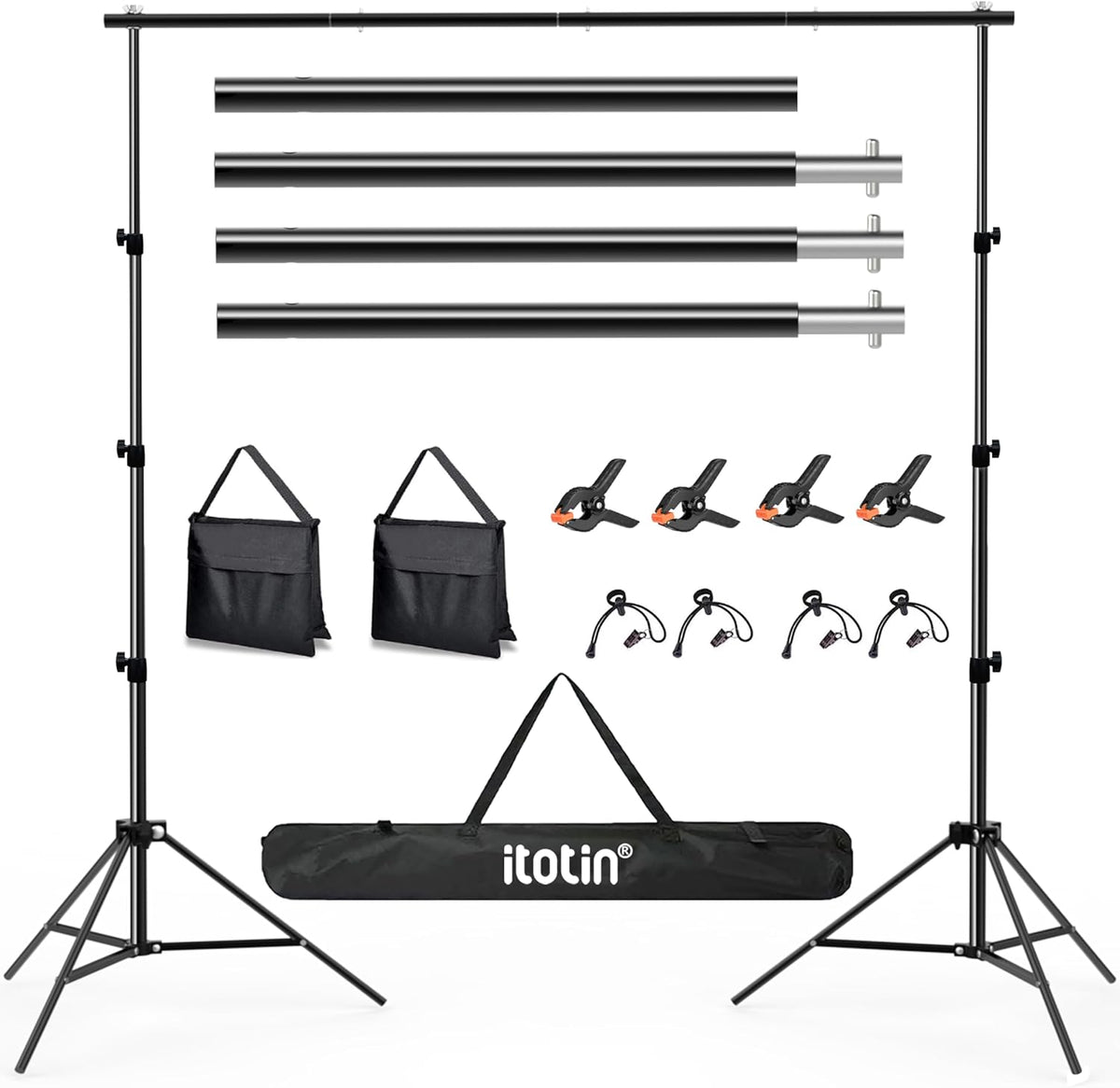 Photo Backdrop Stand 9ft x 10ft Photograhy Adjustable Background Stands Support Kit with Carry Bag