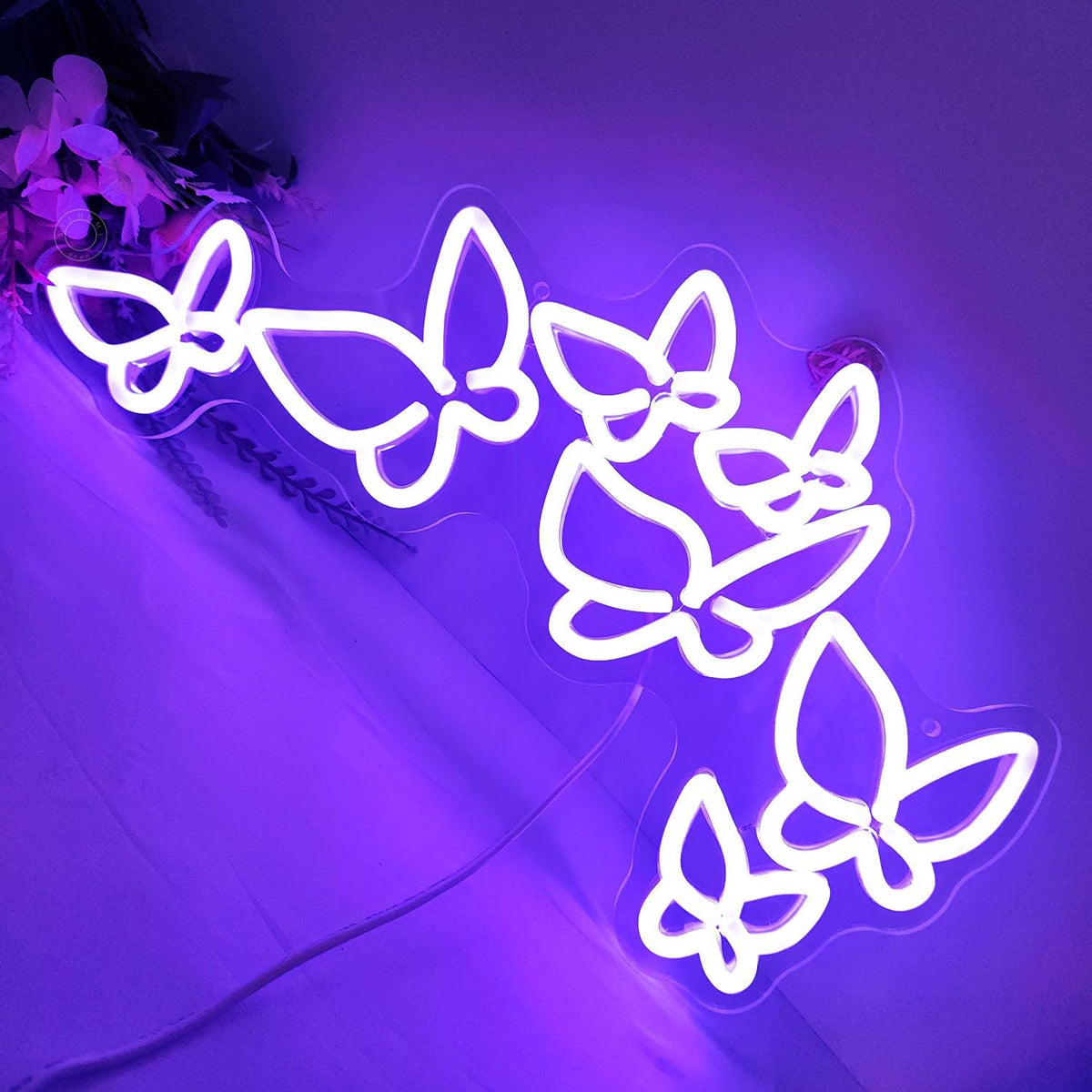 SYLHOME Butterfly Led Neon Light Sign Girls Bedroom Kids Room Beauty Studio Living Room Wedding