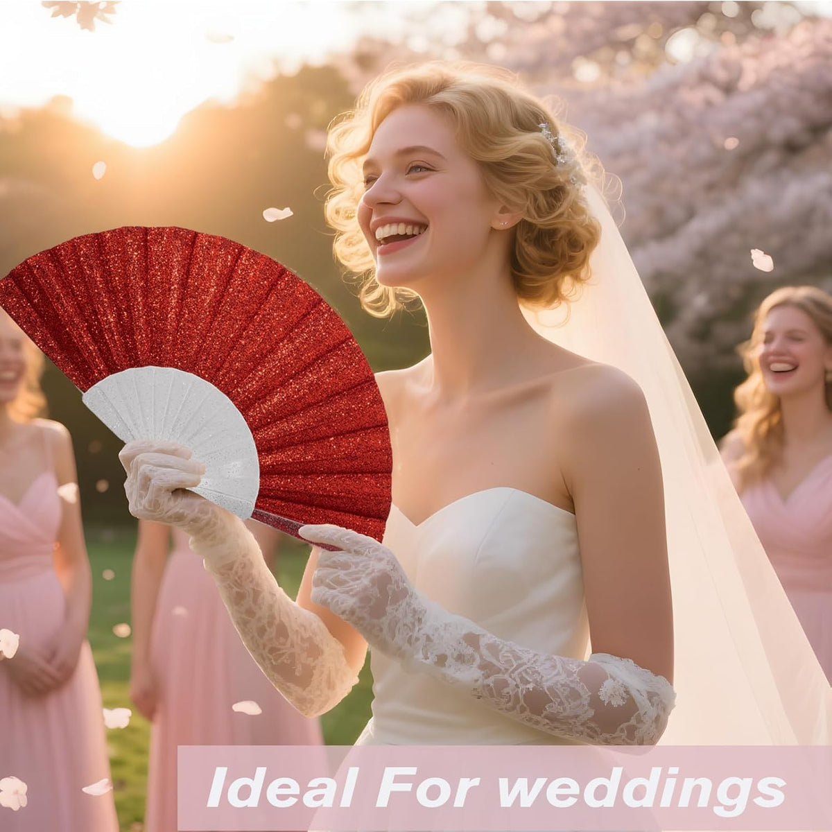 12 Pack Handheld Fan,Folding Hand Glitter Fan with Shining Transparent Fan Rib – Ideal for Wedding