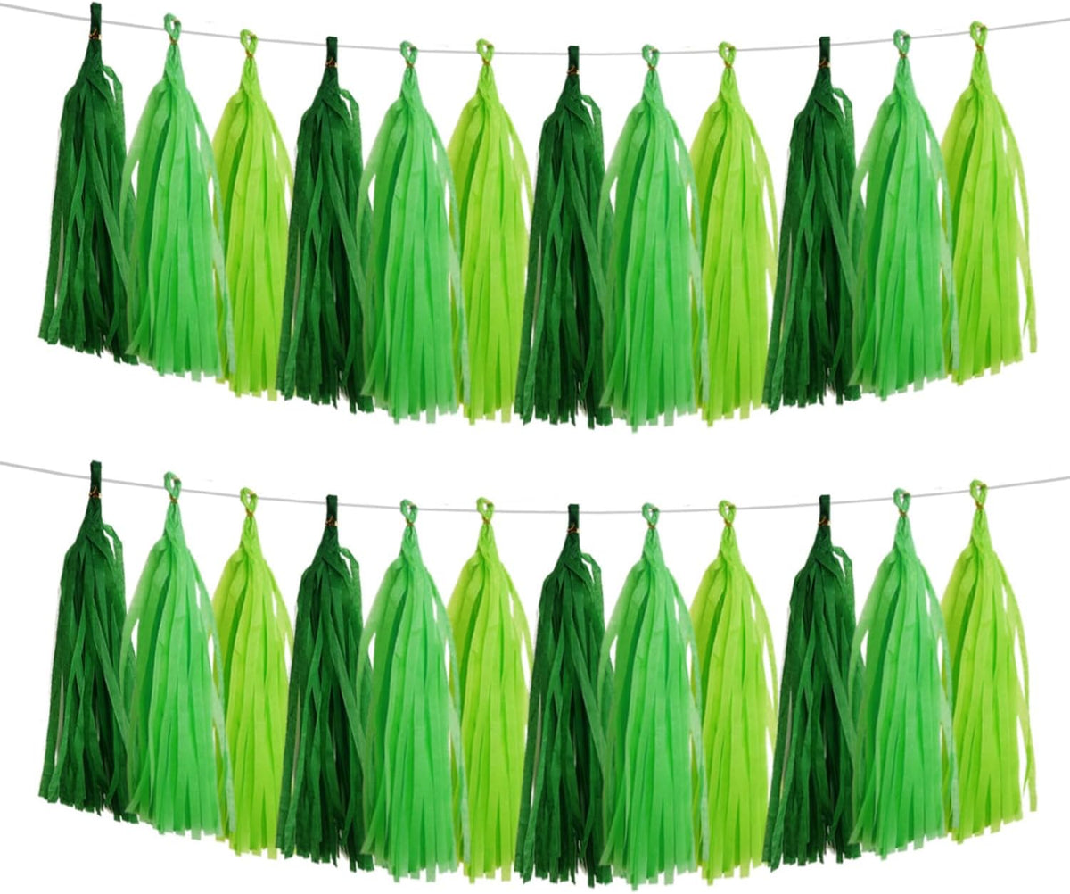 GAKA Dark Green and Light Green Tissue Paper Tassel(3 Colors),Paper Tassel Garland Banner for