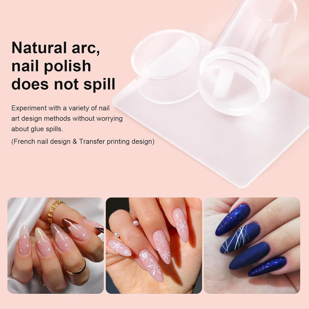14PCS Nail Art Stamper Clear Silicone Nails Stamping Jelly with Scraper Transparent Visible Body
