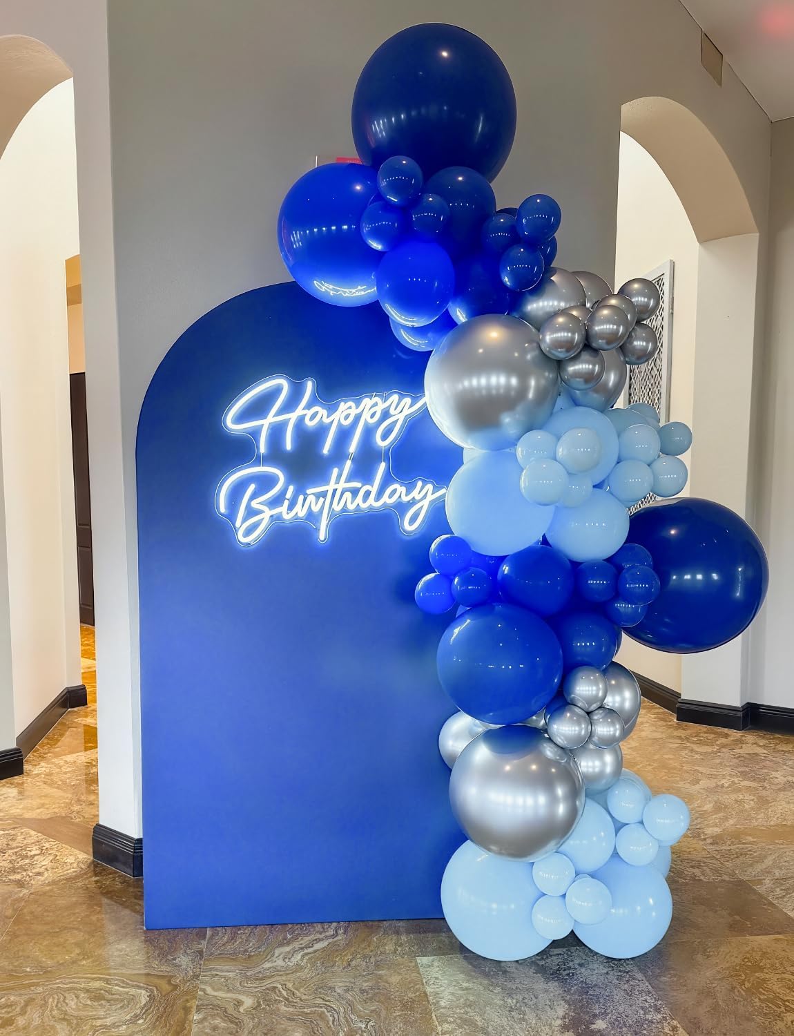 Royal Blue and Silver Balloons - Pastel Royal Blue Balloons Set Metallic Silver Balloon Glitter