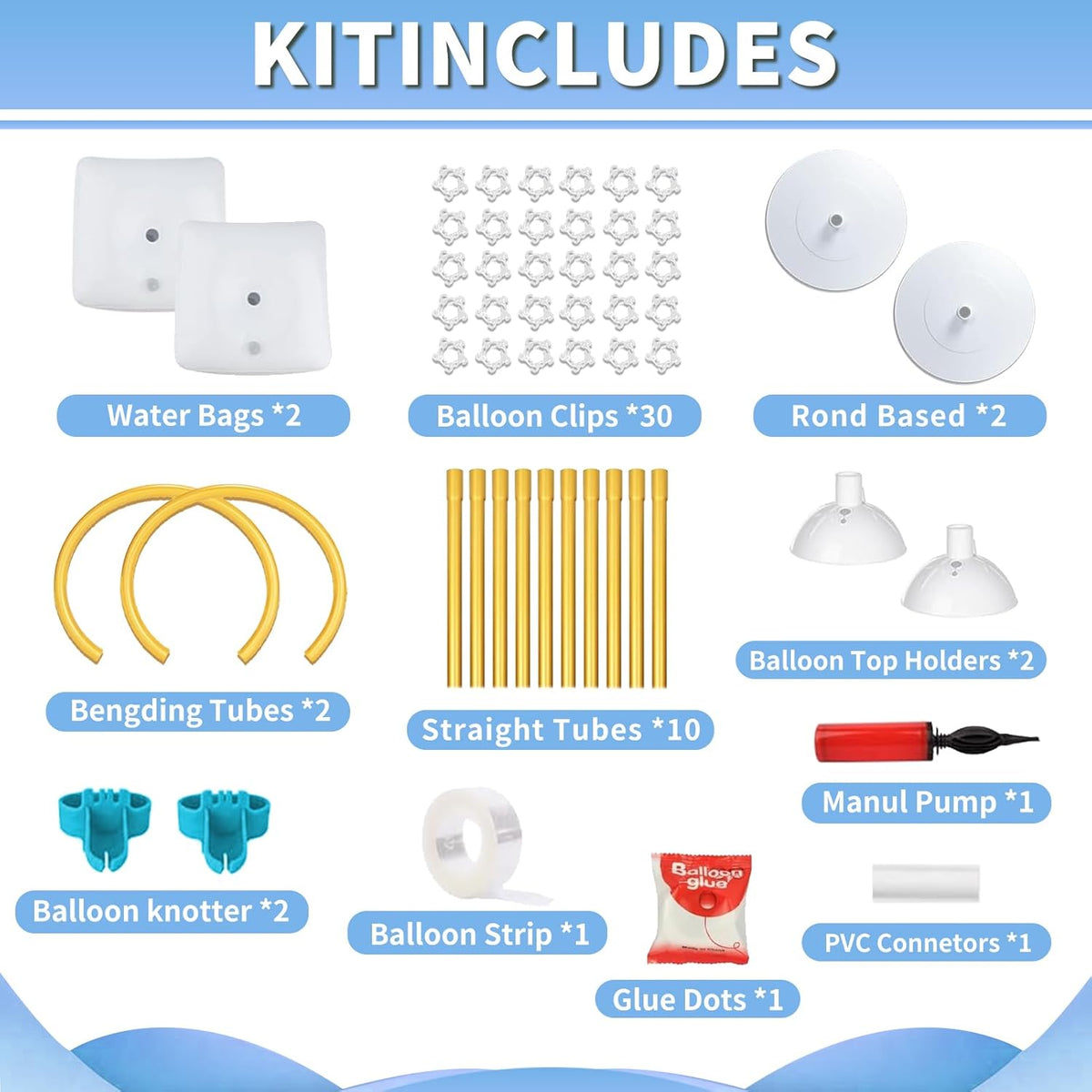 Balloon Arch Kit - Bendable 8.2FT & 6FT Balloon Arch Stand with Base and Manual Pump, Versatile