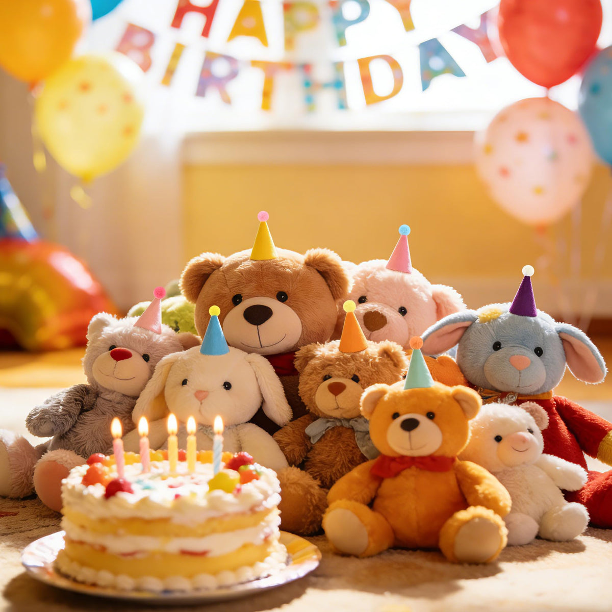 CANREVEL 8 PCS Mini Party Hats for Stuffed Animals, Birthday Hats, Felt