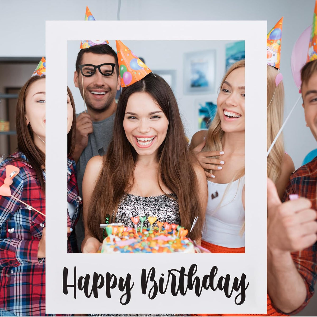 32 x 24 Inch Large Photo Booth Props Picture Frame Happy Birthday Party Frame DIY Cutouts Photo